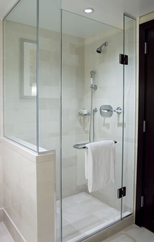 Glass Shower with Matte Finish Hardware